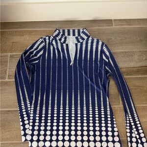 Navy and White Polka Dot Women's Top